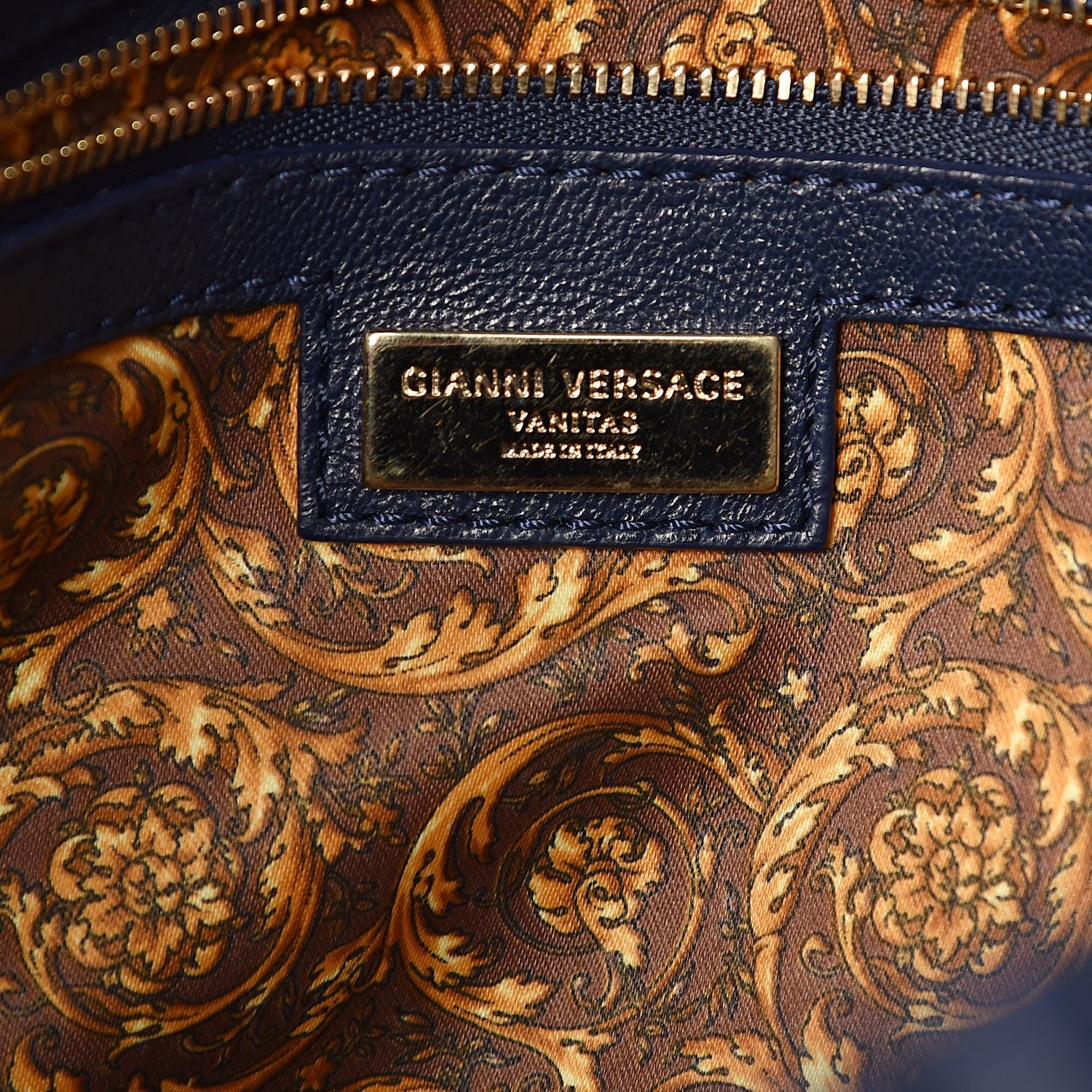 Versace Barocco Quilted Nappa Altea Vanitas Satchel Blue 6 of 13