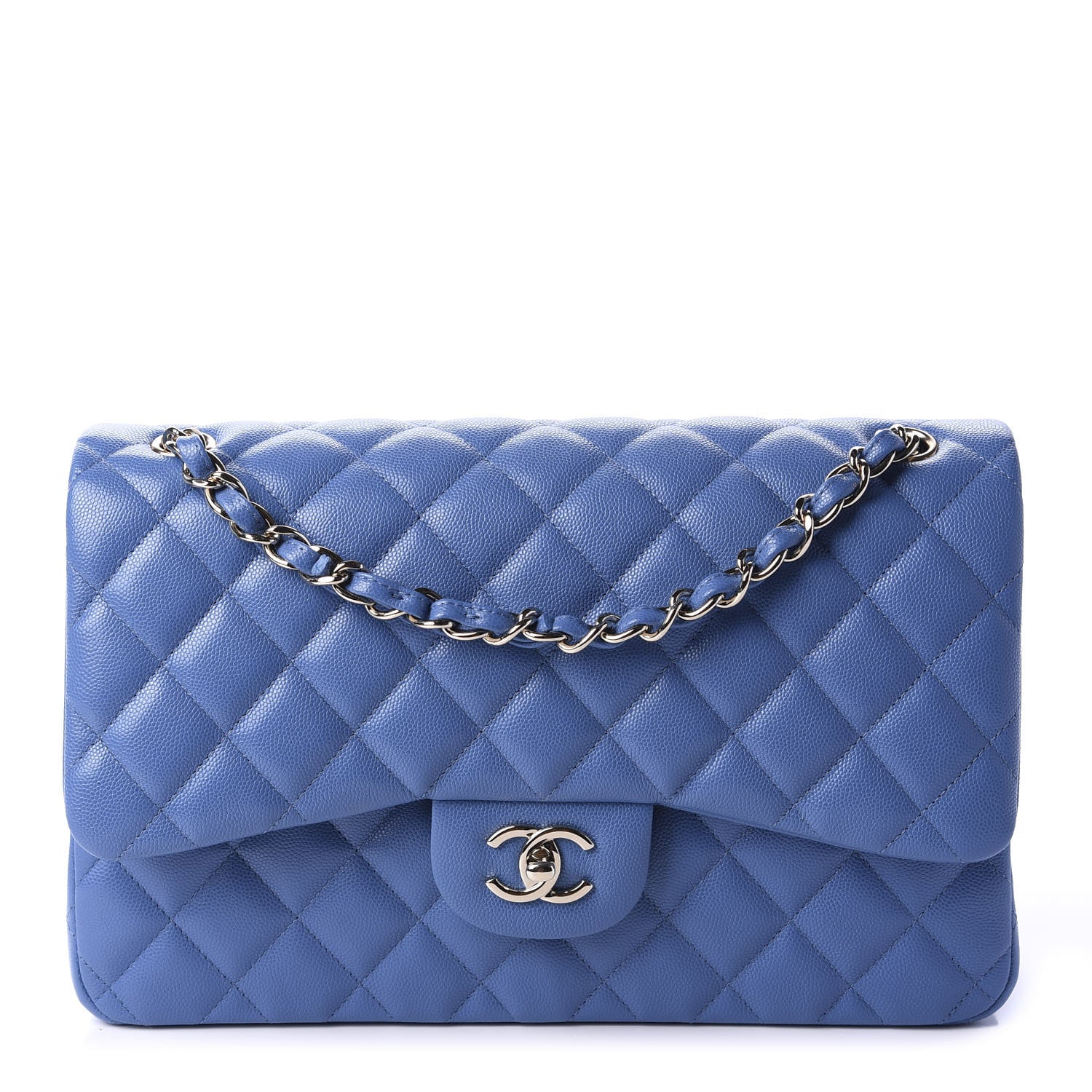 Chanel Caviar Quilted Jumbo Double Flap Blue 1 of 12