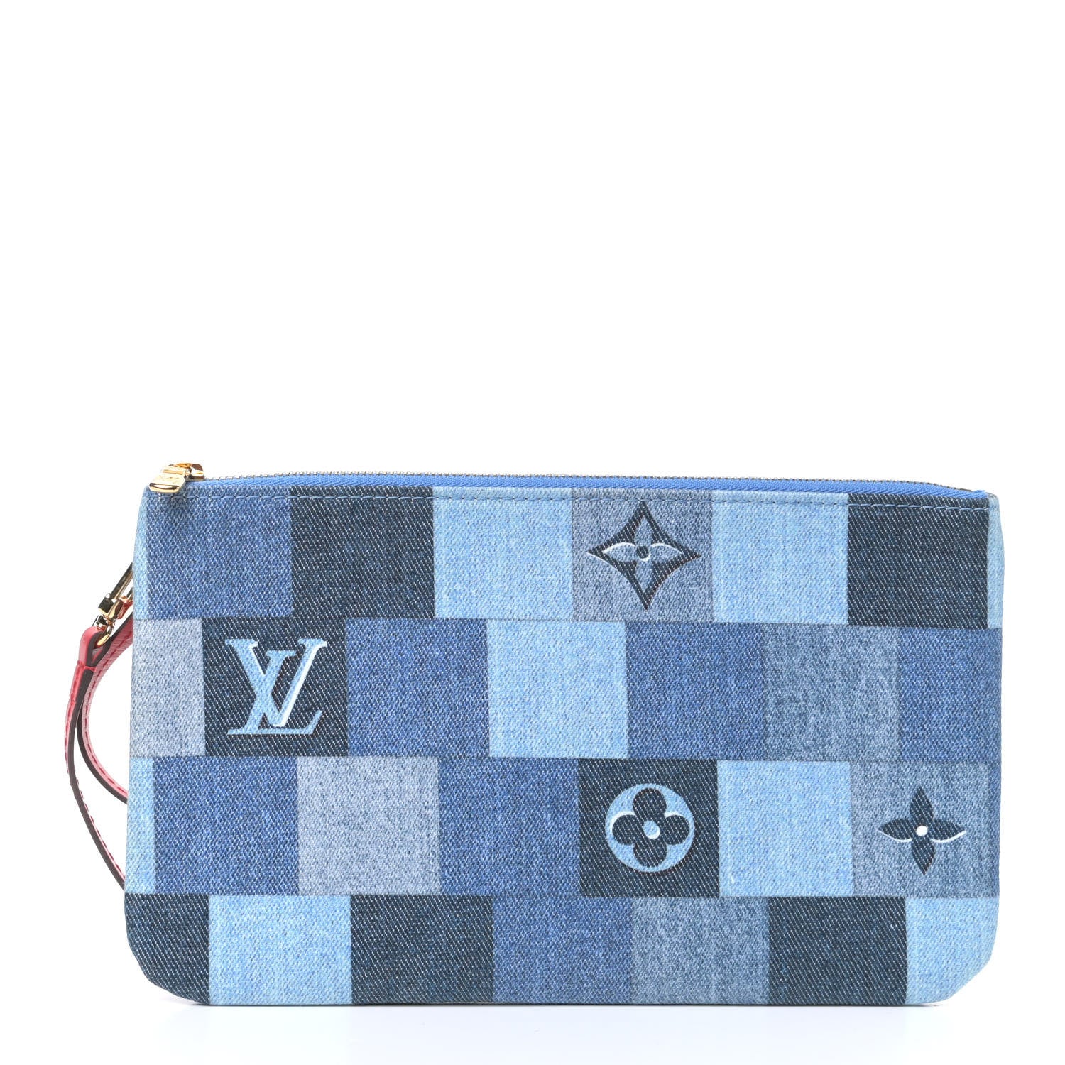 Louis Vuitton Denim Damier Monogram Patchwork Neverfull MM Pochette Blue Rouge 1 of 4
