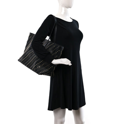Jimmy Choo Calfskin Diagonal Star Studded Tote Black 2 of 8