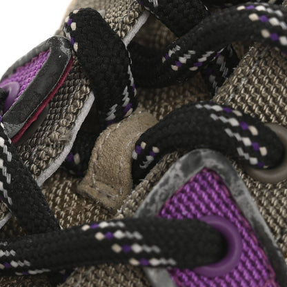 Chanel Fabric Suede Calfskin Womens CC Sneakers 38.5 Beige Dark Beige Purple 9 of 11