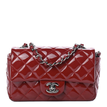 Chanel Patent Calfskin Quilted Mini Rectangular Flap Red 1 of 4