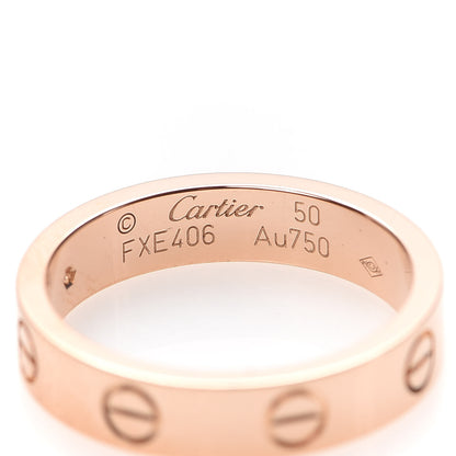 Cartier 18K Pink Gold Diamond 4mm LOVE Wedding Band Ring 50 5.25 4 of 5