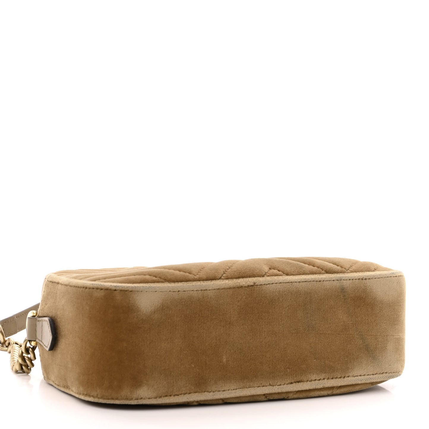 Velvet Matelasse Small GG Marmont Chain Shoulder Bag Taupe