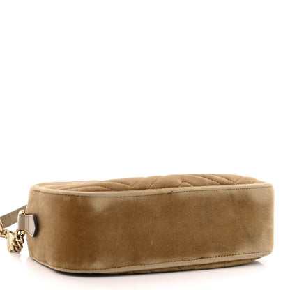 Gucci Velvet Matelasse Small GG Marmont Chain Shoulder Bag Taupe 4 of 14