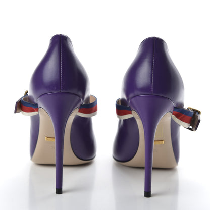 Gucci Malaga Kid Sylvie High Heel Pumps 39 Shine Purple 6 of 10