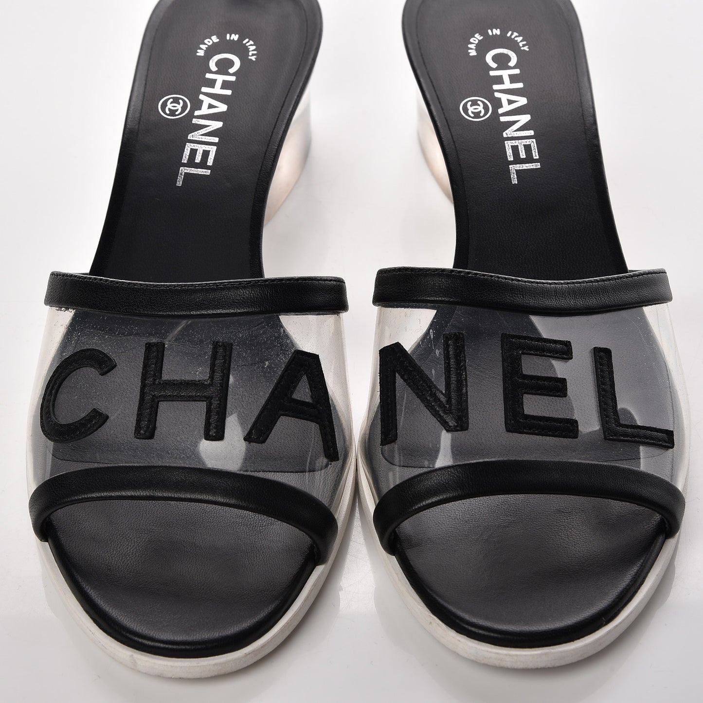 PVC Lambskin Logo Mules 40 Black