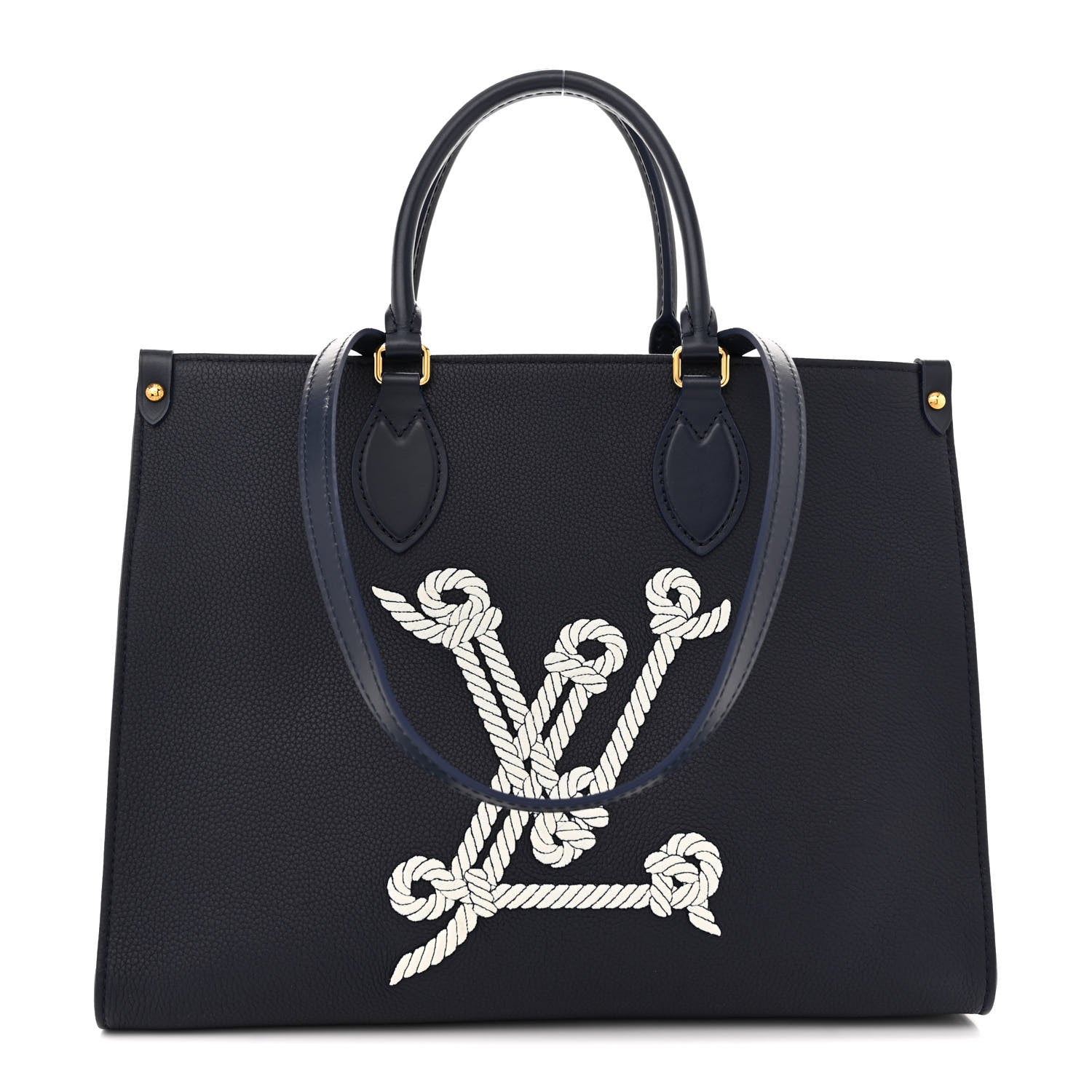 Louis Vuitton Grained Calfskin Nautical Onthego MM Navy Blue 1 of 12