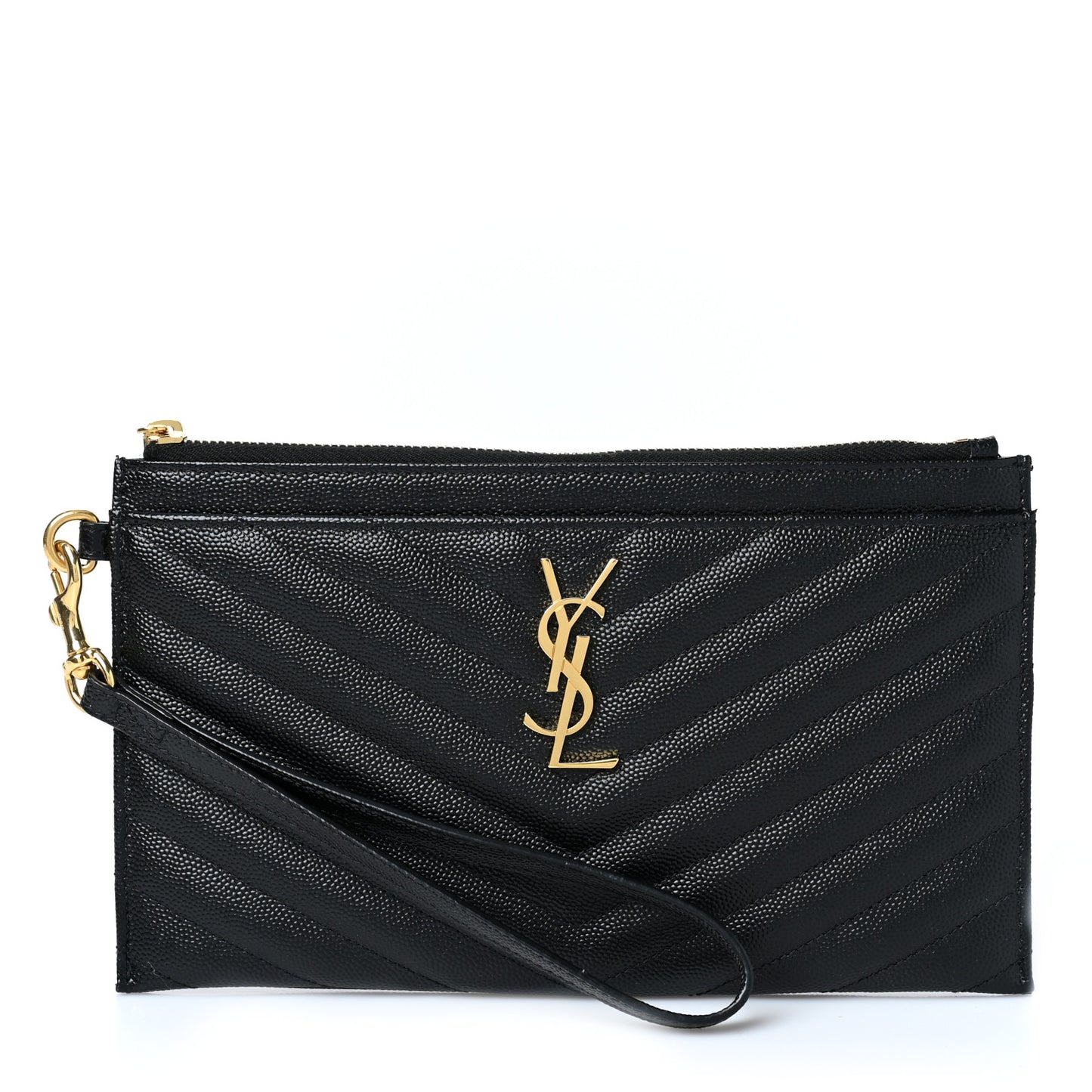 Grain De Poudre Chevron Monogram Large Bill Pouch Black