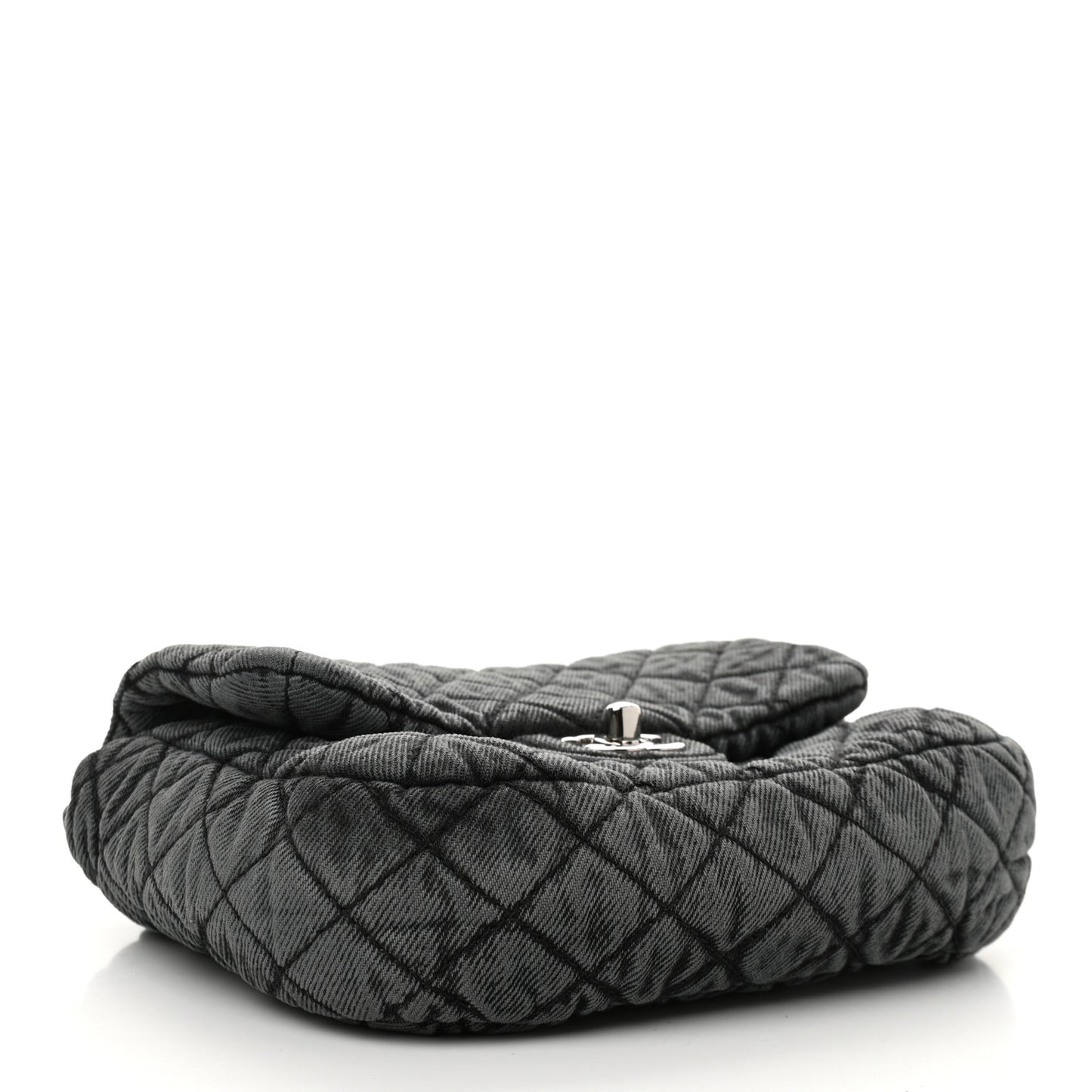 Washed Denim Quilted Small Denimpression Flap Grey Black