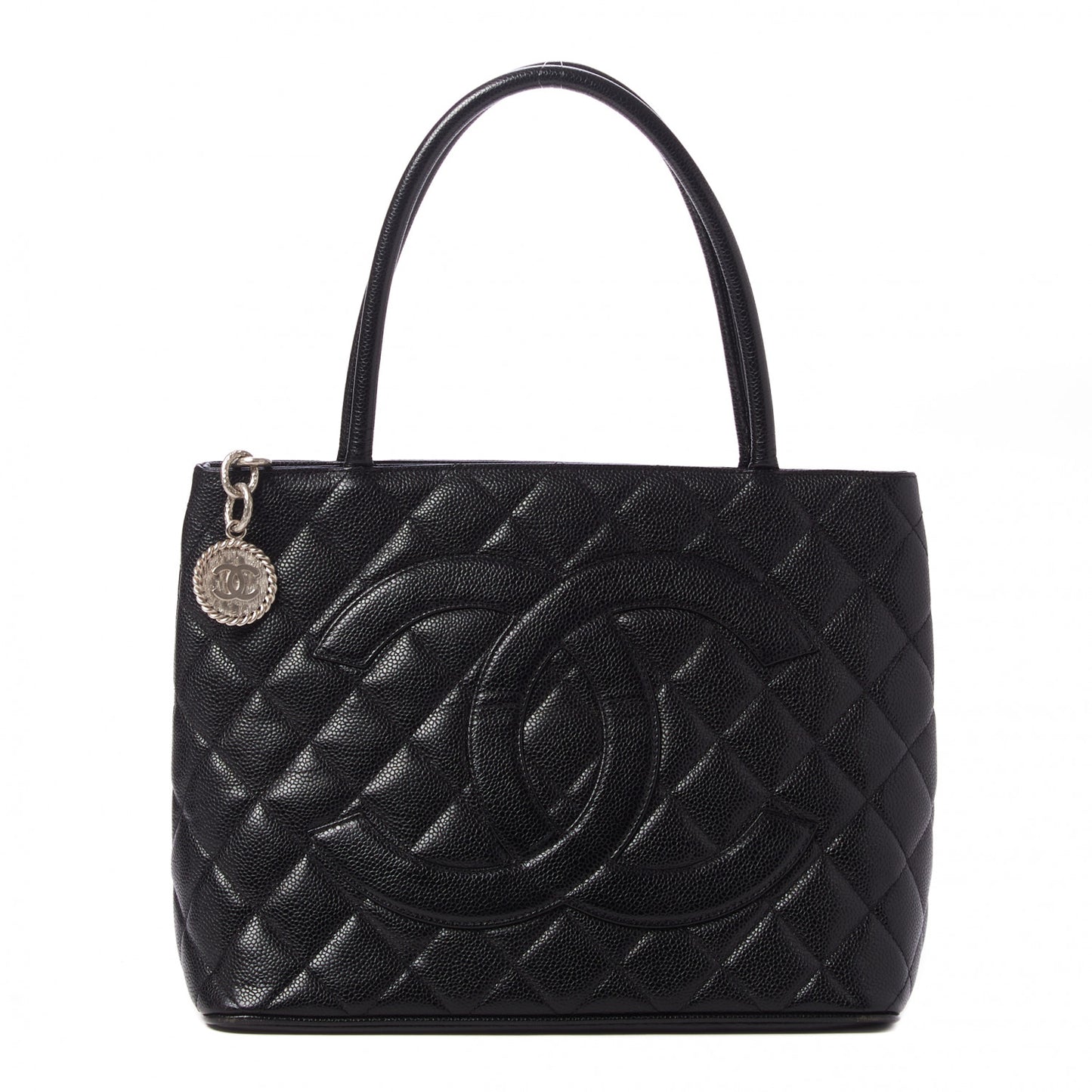 Caviar Quilted Medallion Tote Black