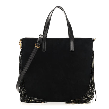 Saint Laurent Suede Calfskin Studded Fringe Toy Shopping Tote Black 1 of 9