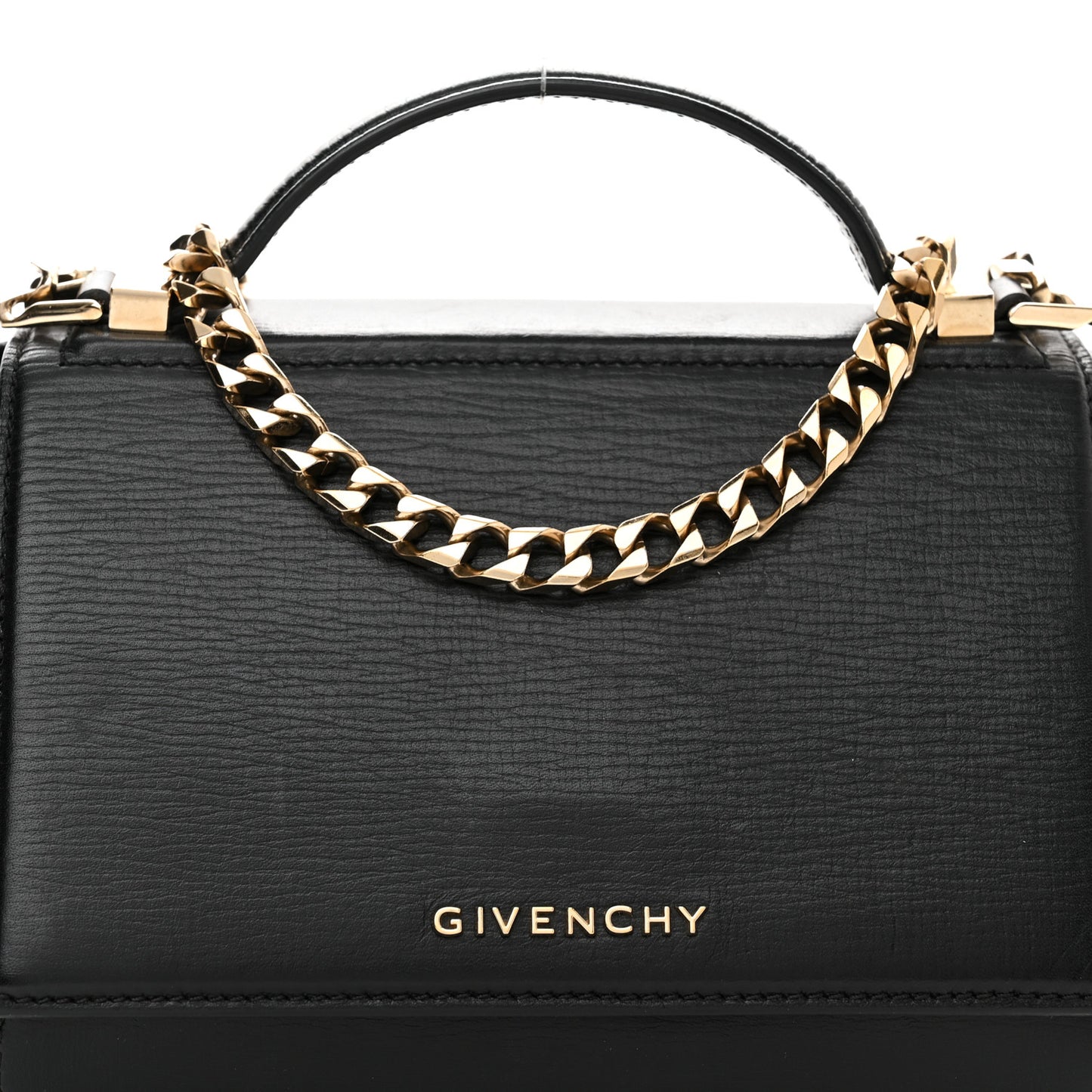 Textured Calfskin Mini Pandora Box Chain Crossbody Bag Black