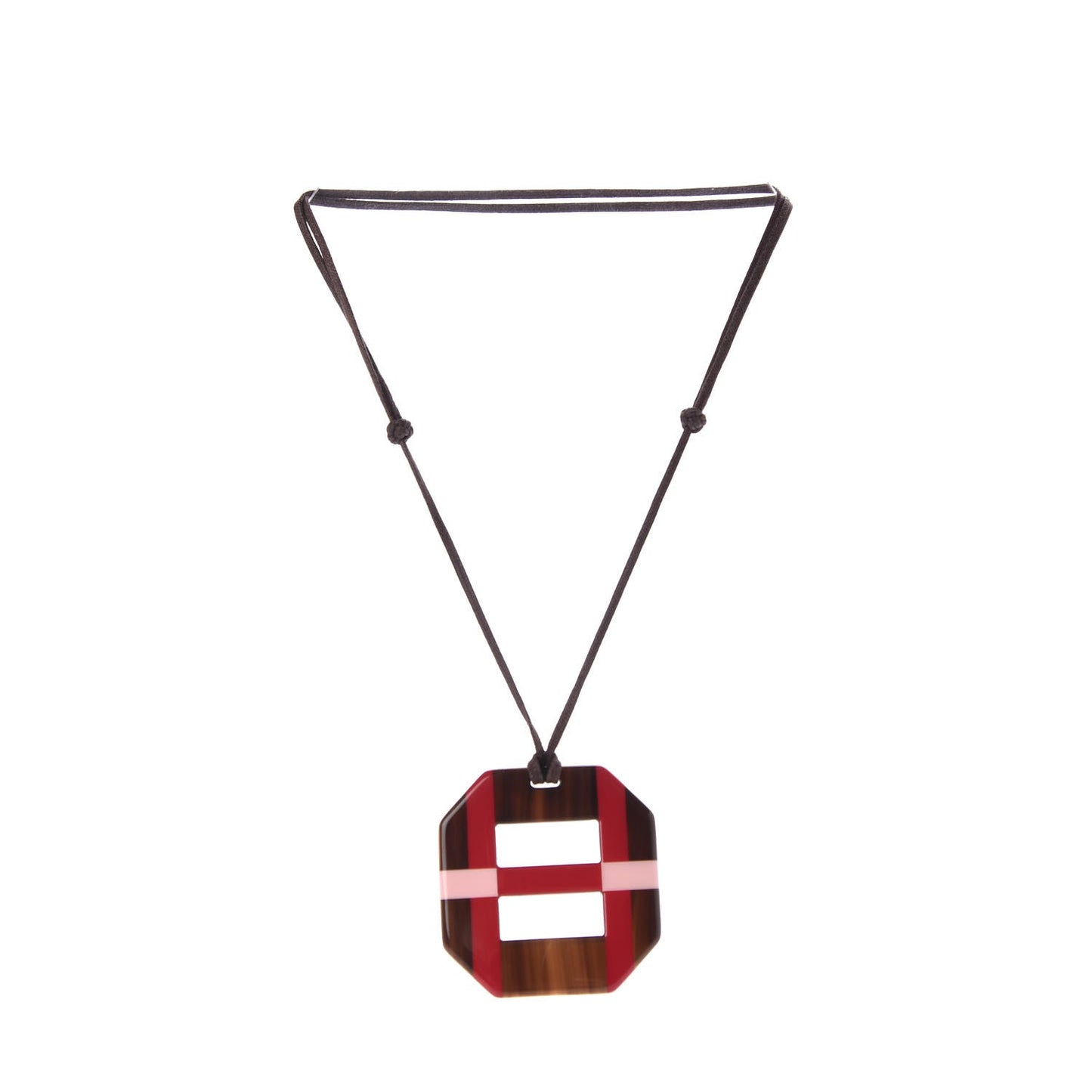 Horn Lacquer Opus Octagonal Necklace Rouge Carmin Rose Boudoir