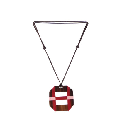 Hermes Horn Lacquer Opus Octagonal Necklace Rouge Carmin Rose Boudoir 3 of 7