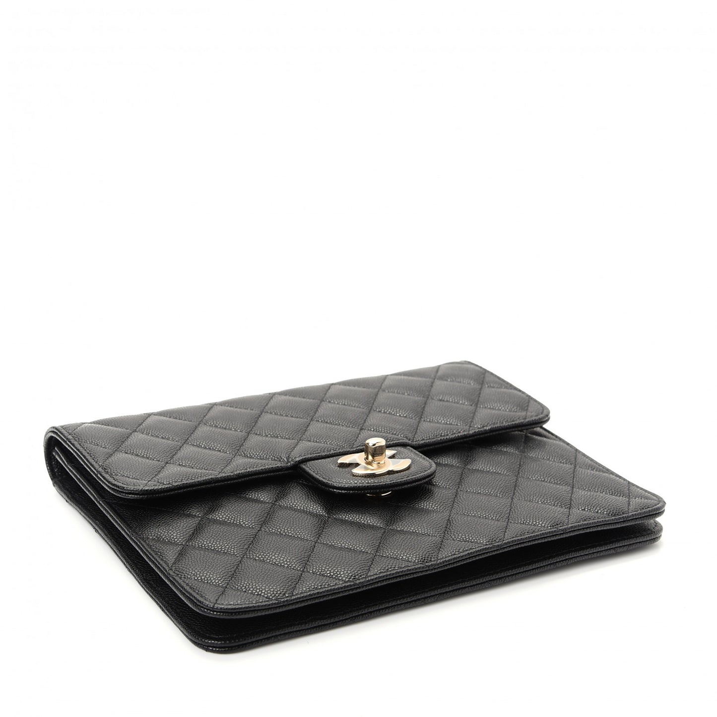 Caviar Quilted Square Flap Clutch Black