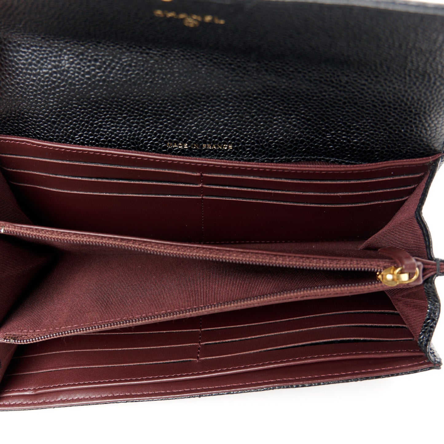Caviar Quilted Long Flap Wallet Black