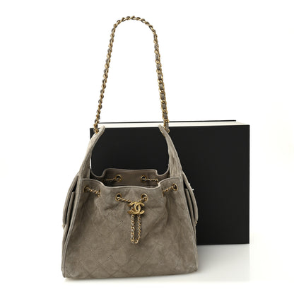 Chanel Suede Quilted Small Chanel 25 Handbag Dark Grey 12 of 12