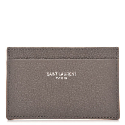 Saint Laurent Grained Calfskin Card Case Wallet Insert Fog 1 of 6