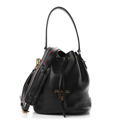 Prada Vitello Daino Drawstring Bucket Black 1 of 4