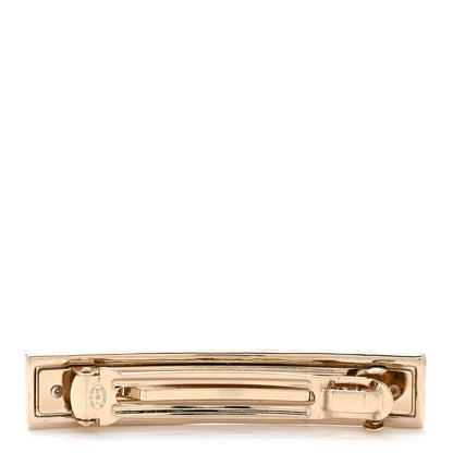 Chanel Metal Enamel Logo Hair Clip Gold Black White 3 of 6