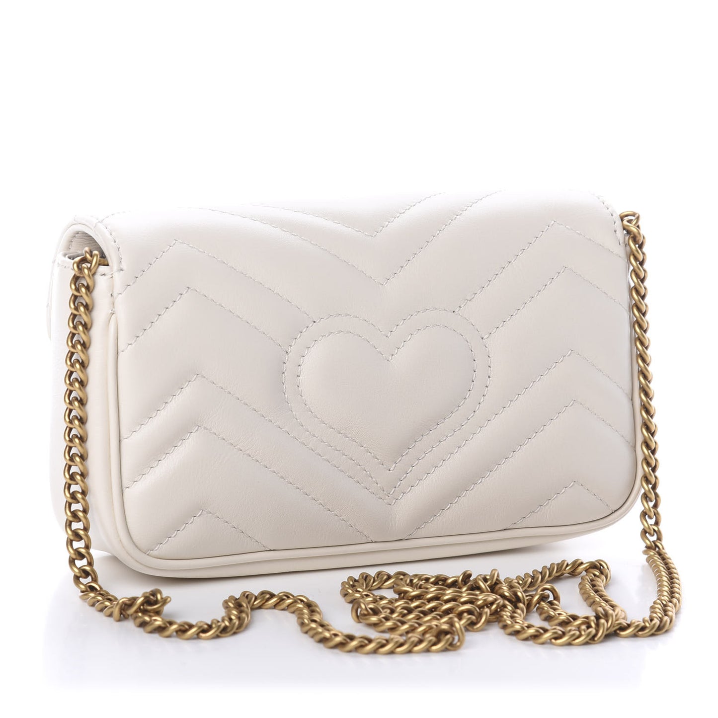 Calfskin Matelasse Super Mini GG Marmont Shoulder Bag White