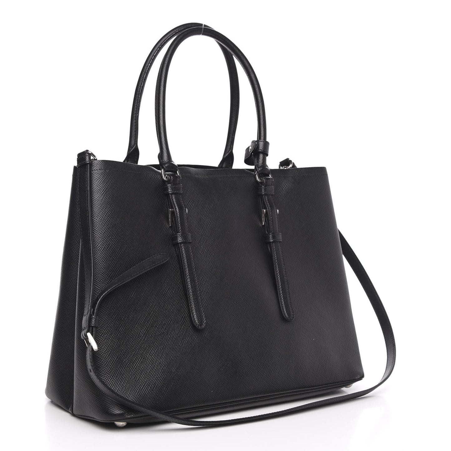 Saffiano Cuir Medium Double Handle Tote Black