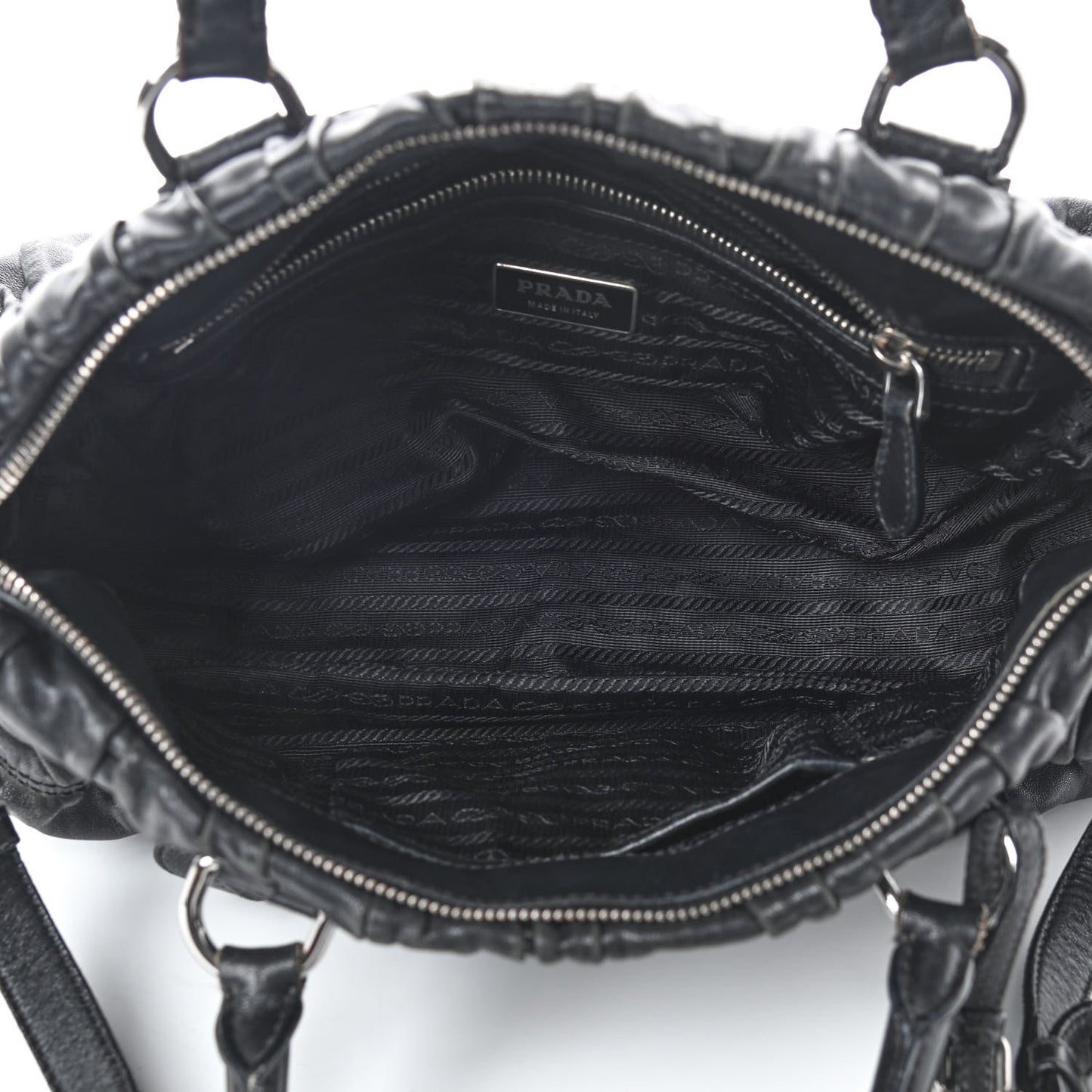 Nappa Gaufre Shopping Satchel Black