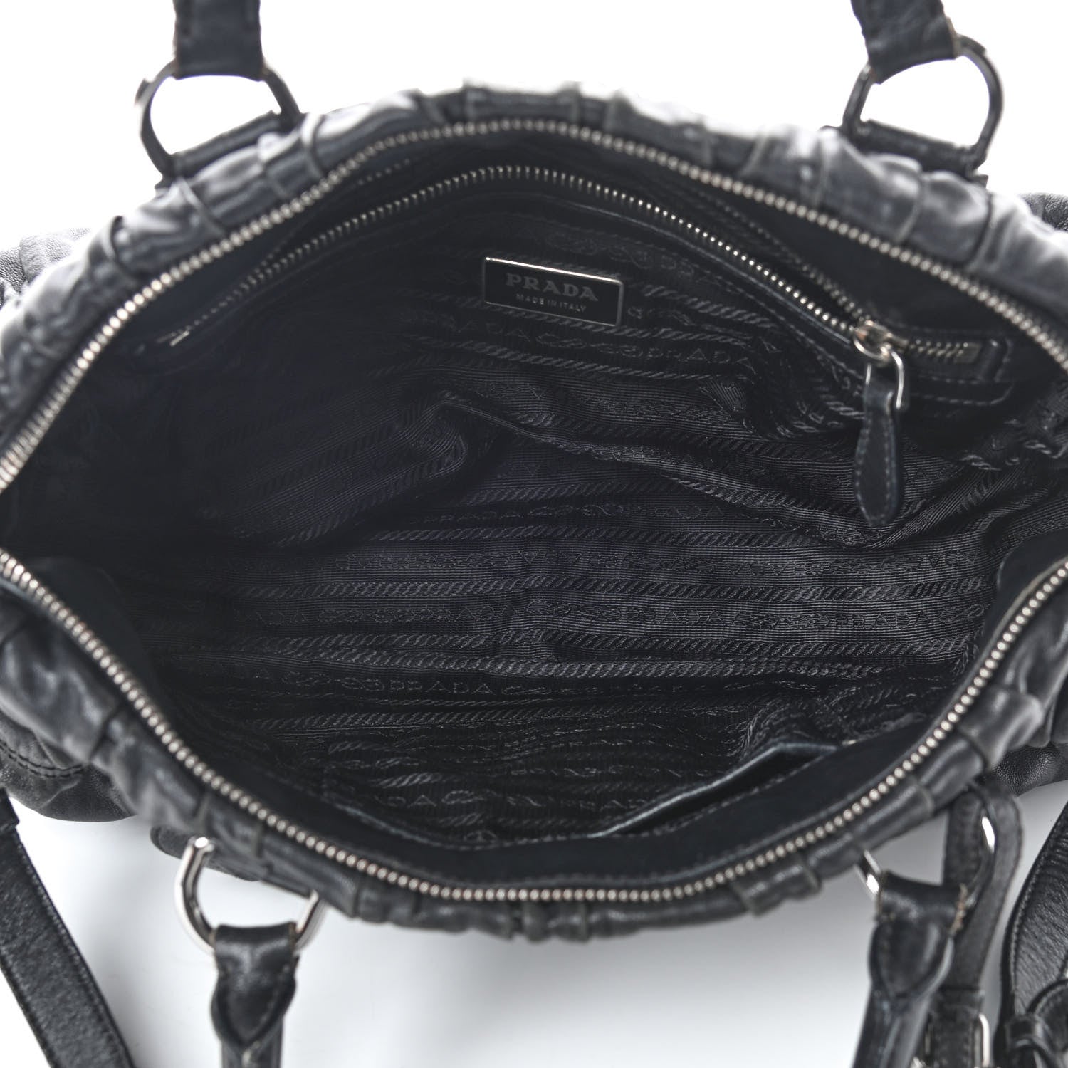 Prada Nappa Gaufre Shopping Satchel Black 4 of 11