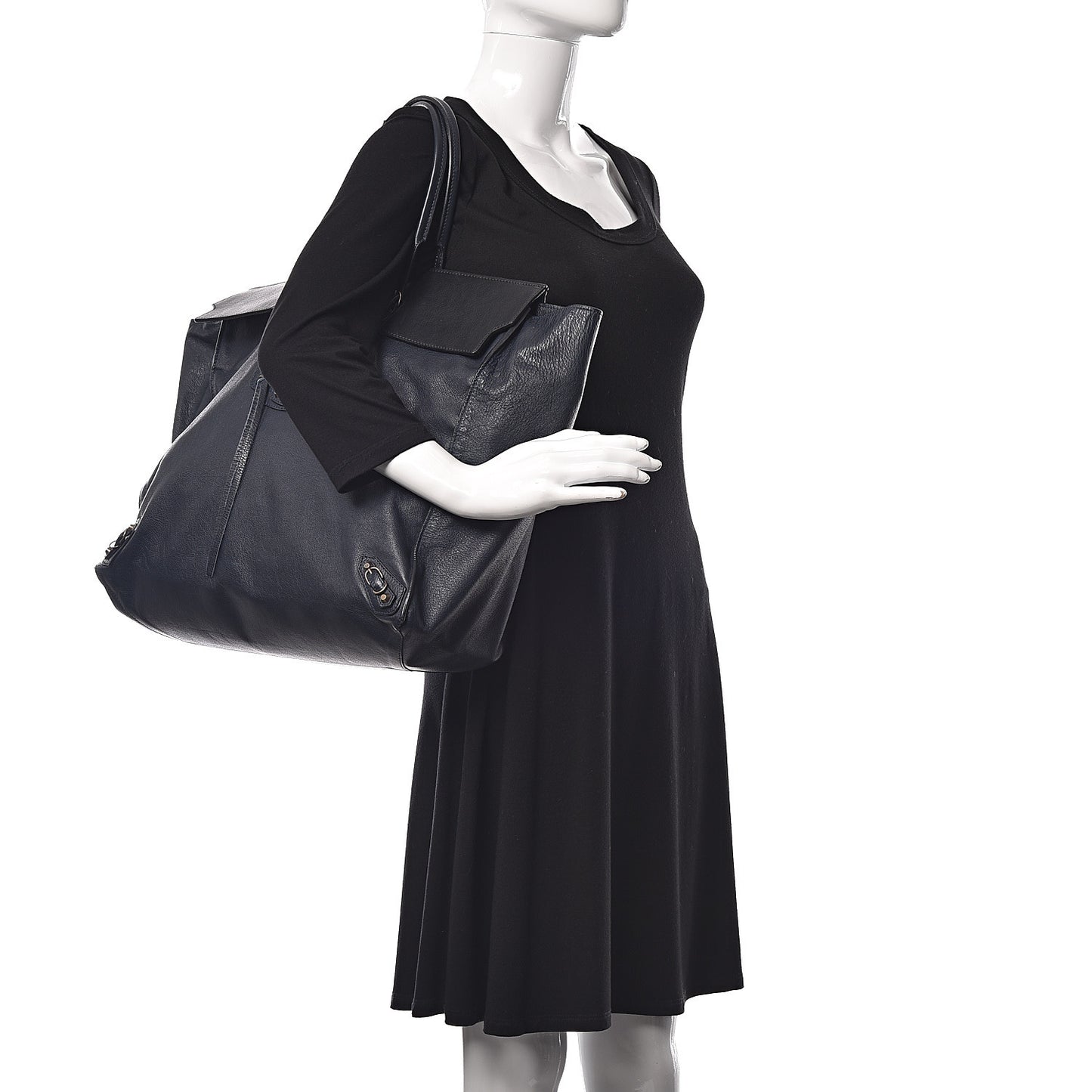 Calfskin Papier Flap Tote Bleu Roi