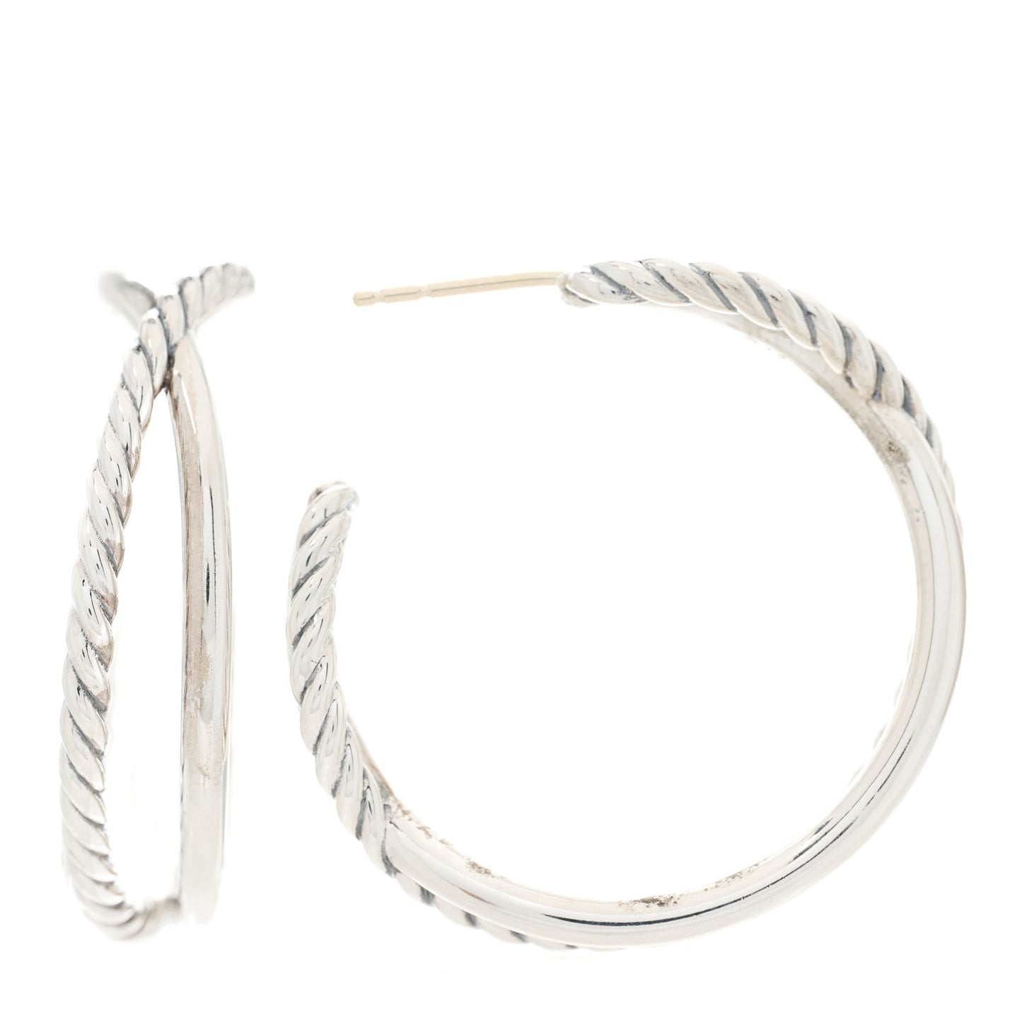 Sterling Silver Crossover Cable Hoop Earrings