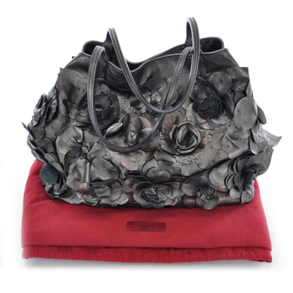 Valentino Garavani Leather Rosette Tote Metallic 3 of 12