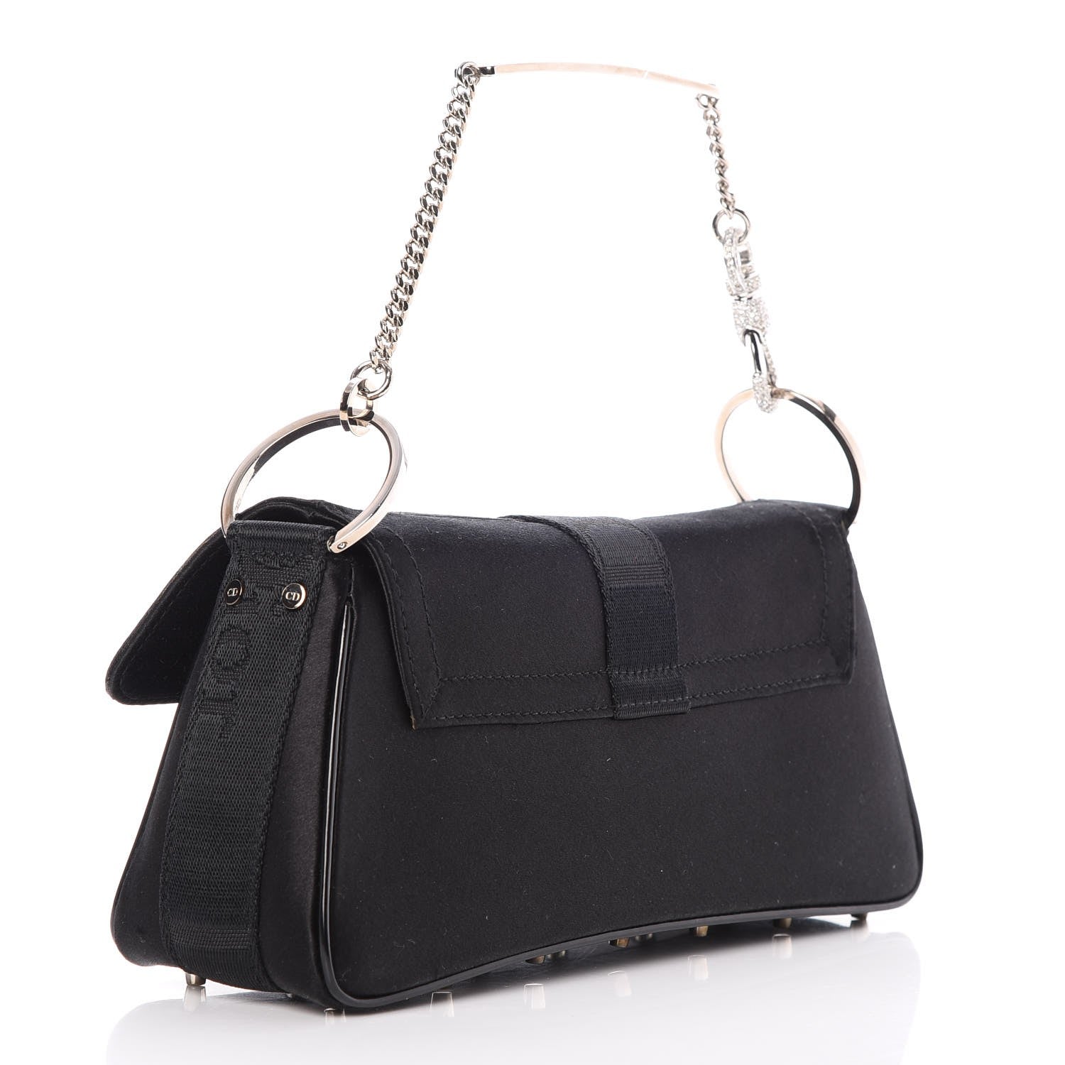 Christian Dior Satin Crystal Hardcore Clutch Black 3 of 7
