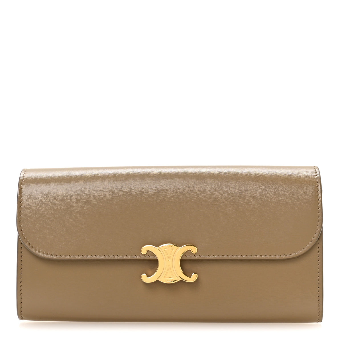 Celine Shiny Calfskin Long Triomphe Wallet DarK Sepia 1 of 9