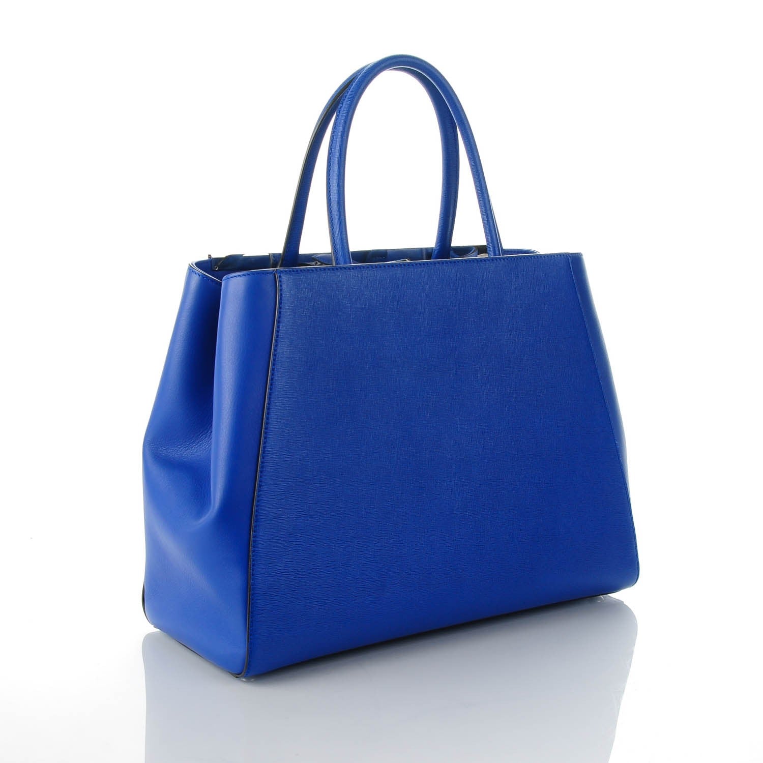 Fendi Vitello Elite Medium 2Jours Tote Blue Neon 3 of 7