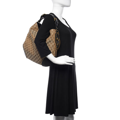 Gucci Monogram Medium Patti Stud Hobo Black 2 of 10