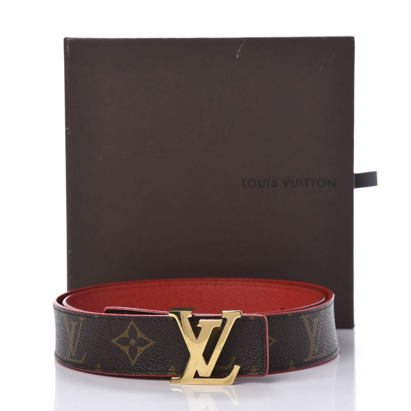 Calfskin Monogram LV Initiales Reversible Belt 80 32 Red