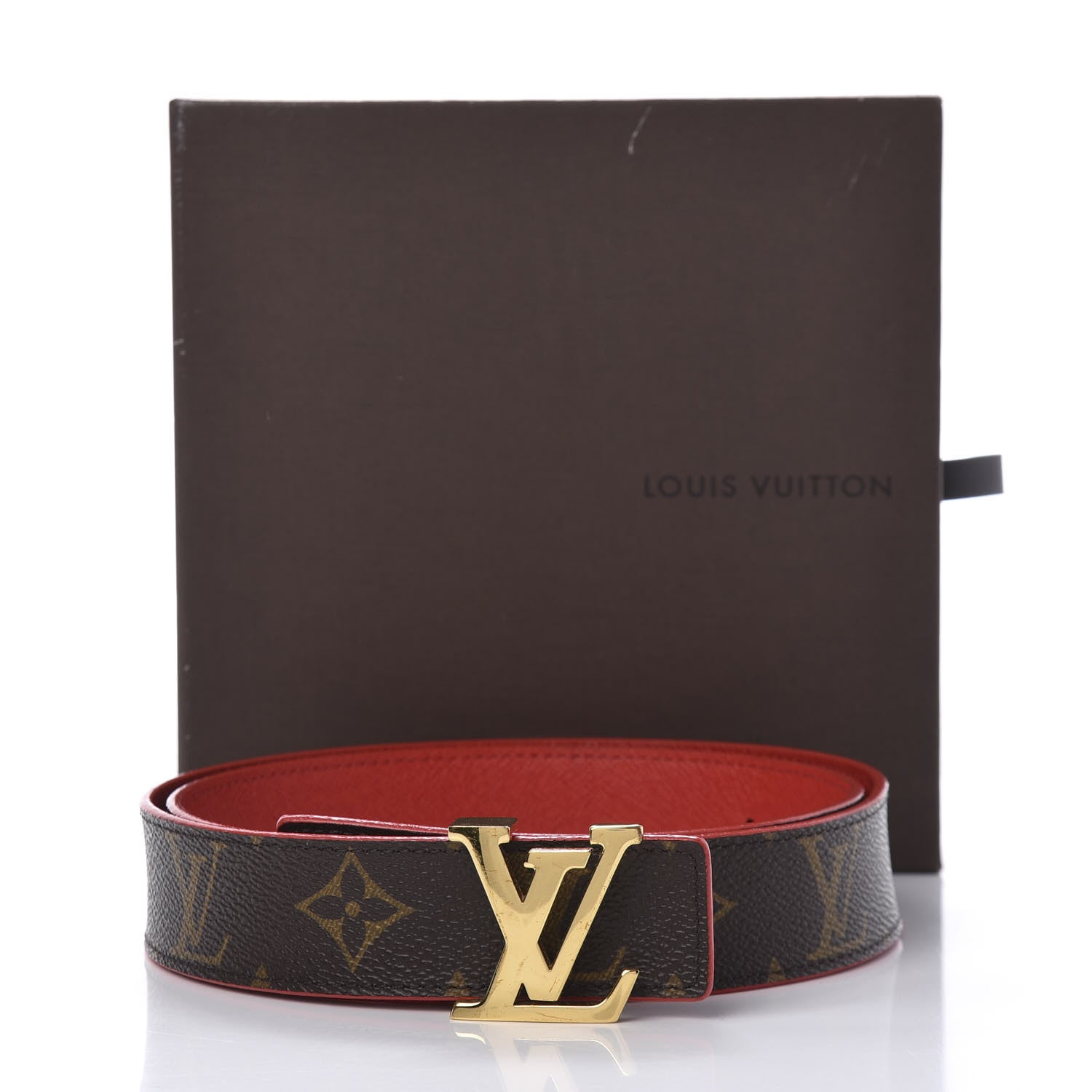 Louis Vuitton Calfskin Monogram LV Initiales Reversible Belt 80 32 Red 6 of 6