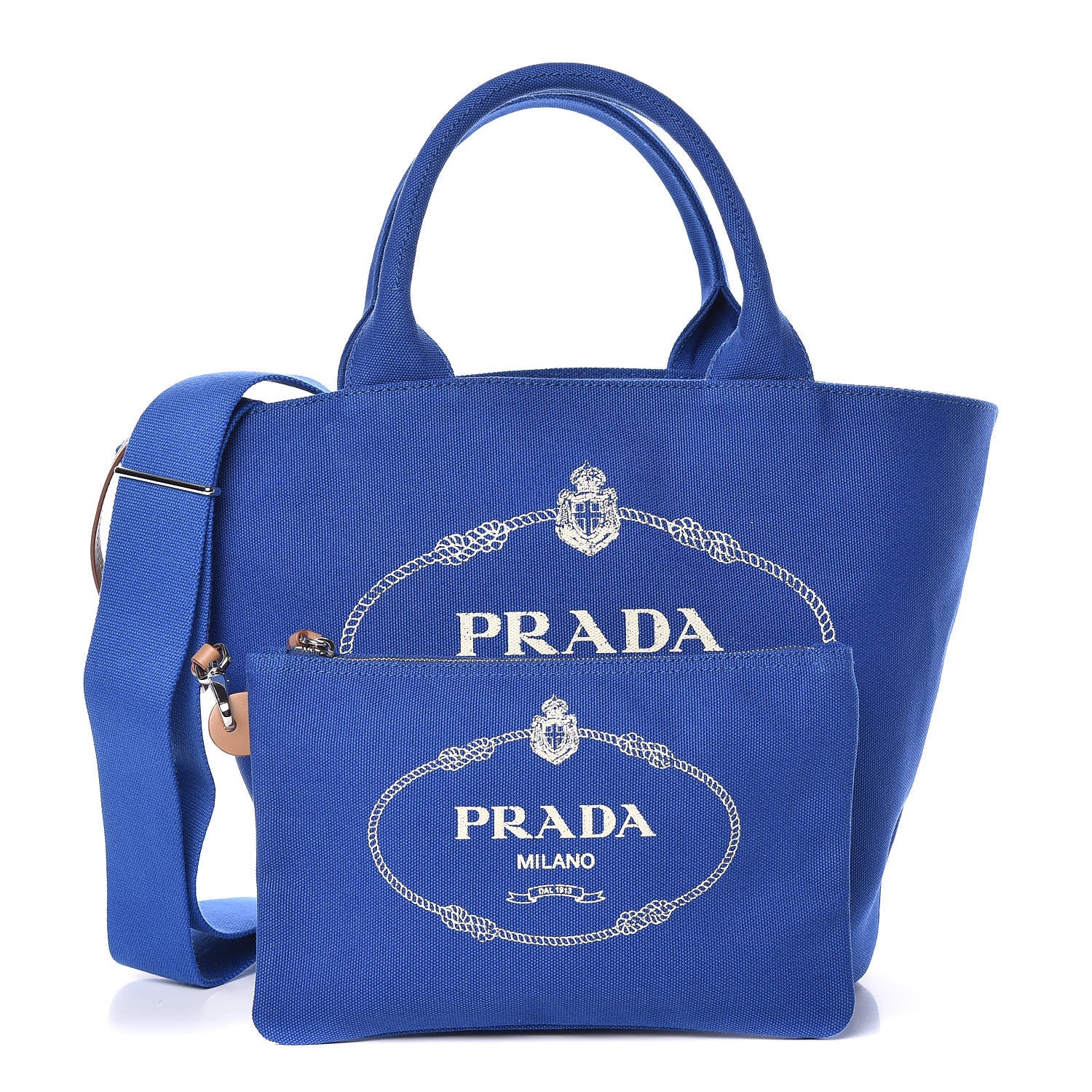 Prada Canapa Small Shopping Tote Cobalto 1 of 14