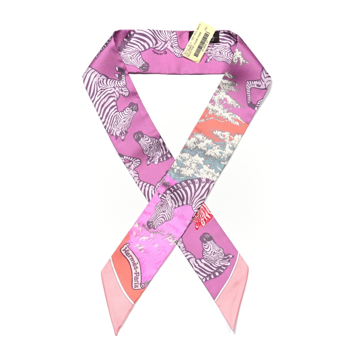 Silk Les Zebres Twilly Mauve Rose Poudre Parme