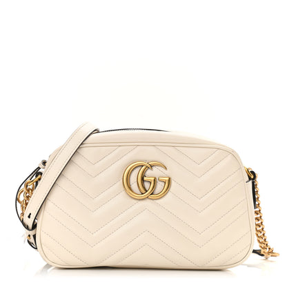Gucci Calfskin Matelasse Small GG Marmont Chain Shoulder Bag White 1 of 11