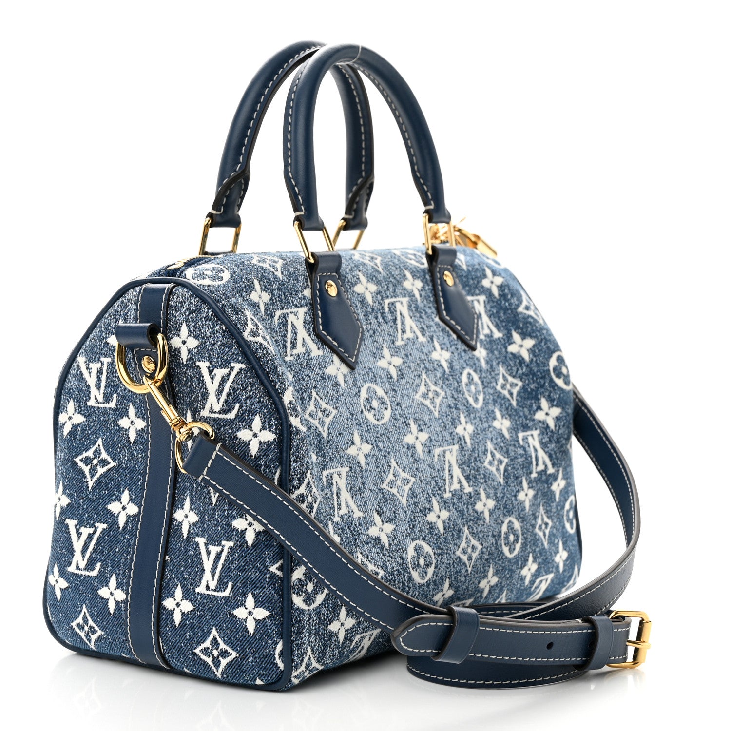 Louis Vuitton LOUIS VUITTON Monogram Jacquard Denim Speedy Bandouliere 25 Bleu 3 of 9