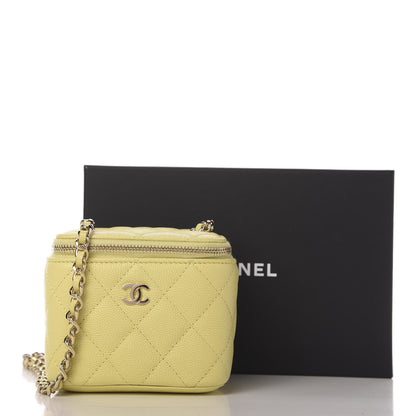 Chanel Caviar Quilted Mini Vanity Case With Chain Yellow 11 of 11