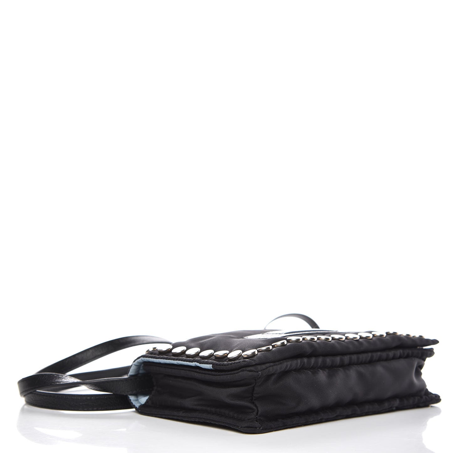 Nylon Tessuto Studded Mini Etiquette Bag Black Astrale