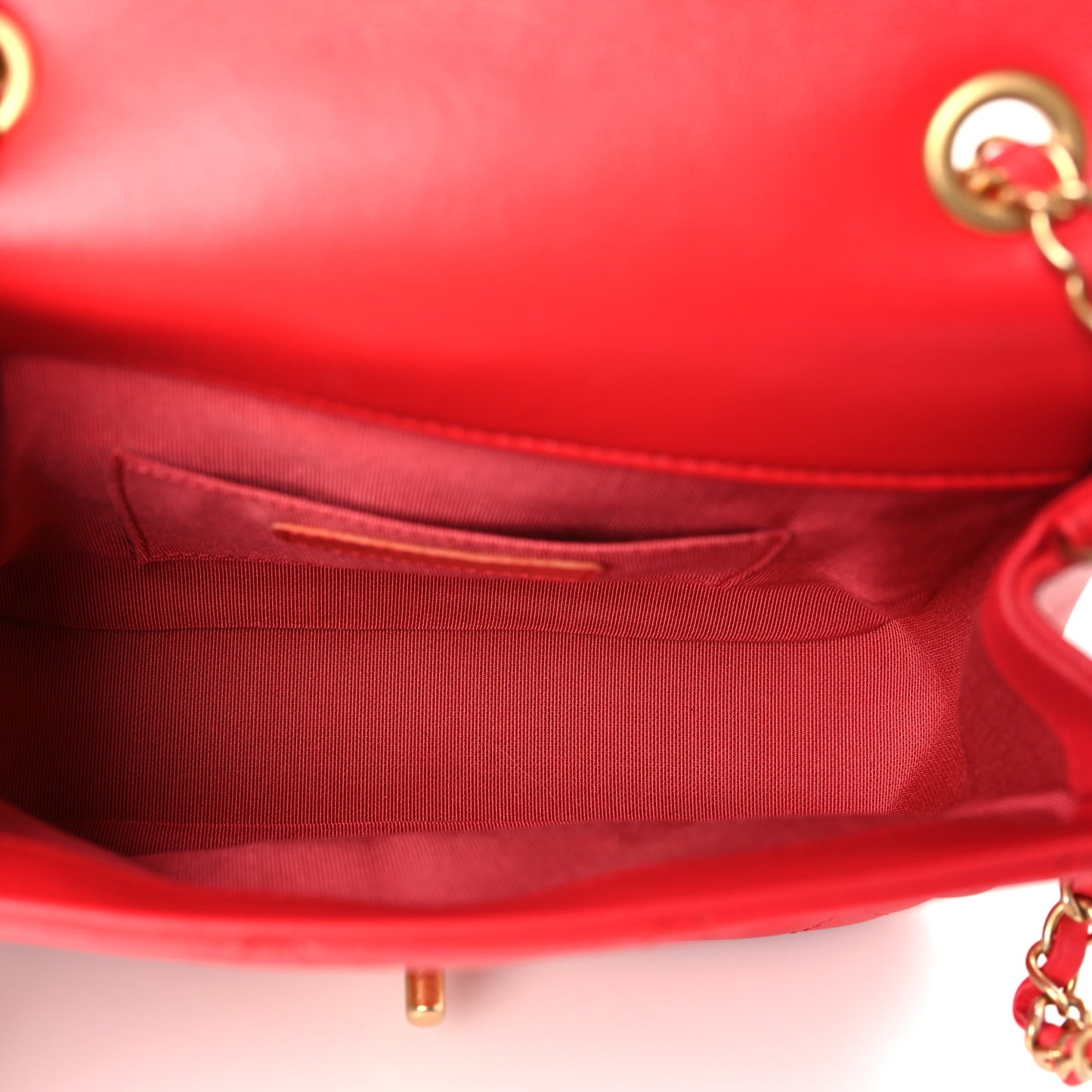 Lambskin Quilted Small Circular Handle Bag Brilliant Rouge