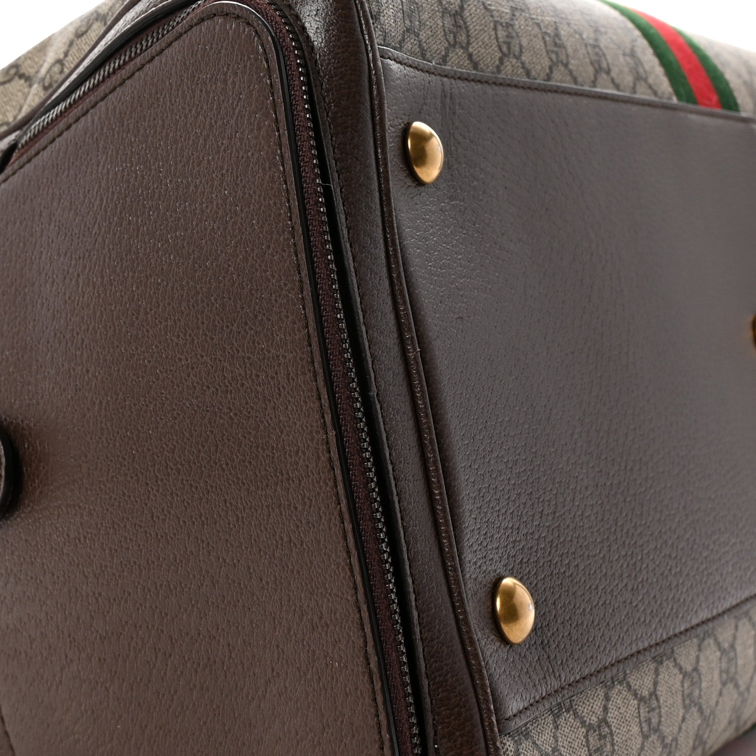 Gucci GG Supreme Monogram Textured Dollar Calfskin Web Large Savoy Bowling Bag Beige Ebony New Acero 7 of 8