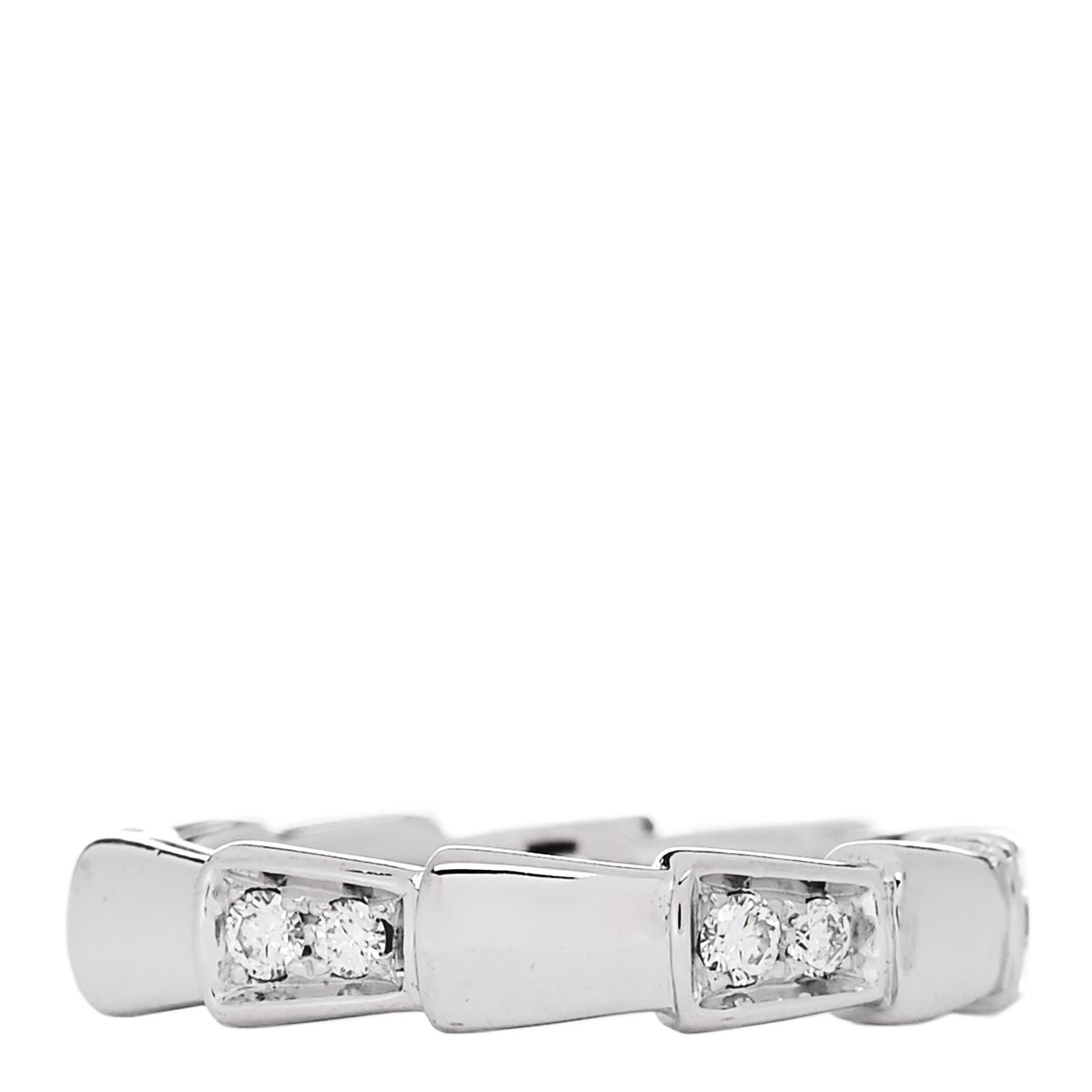 Bulgari 18K White Gold Diamond Serpenti Viper Band Ring 46 3.75 3 of 6