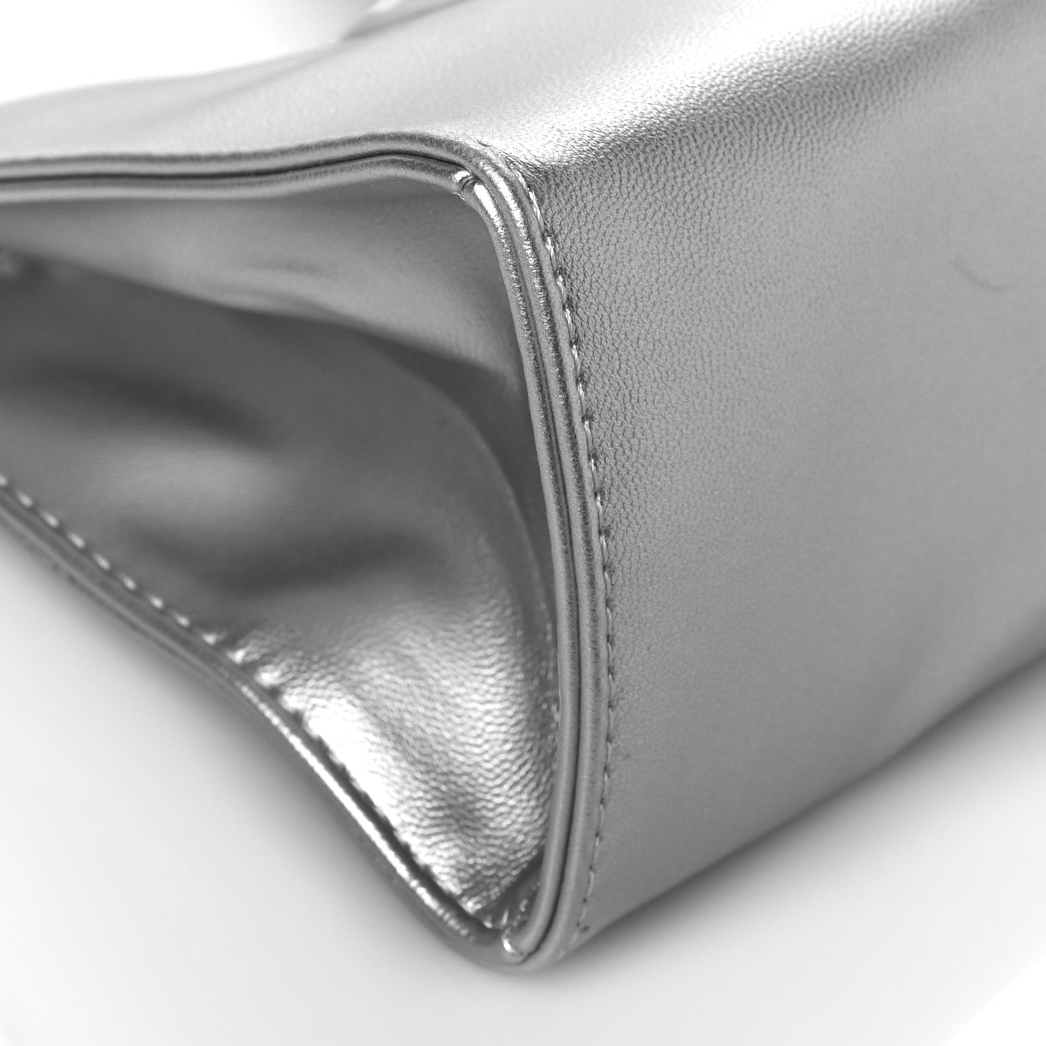 Telfar Metallic Vegan Leather Small Shopping Bag Silver 9 of 10
