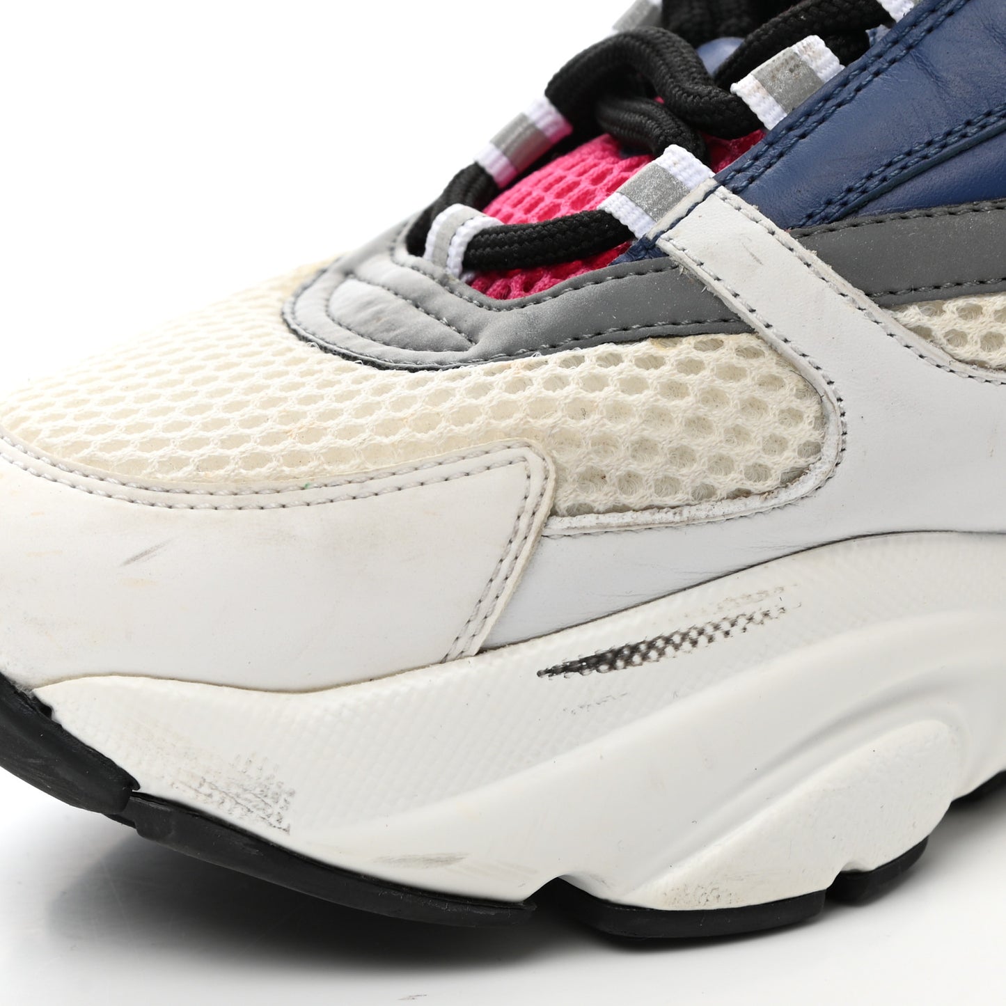 Technical Mesh Calfskin Womens B22 Sneakers 38 White Blue Pink
