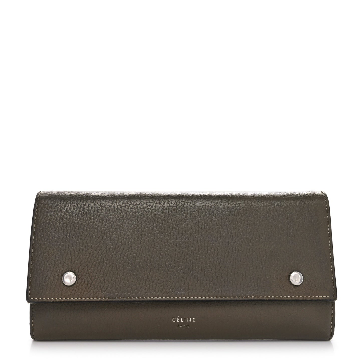 Drummed Calfskin Large Multifunction Flap Wallet Souris